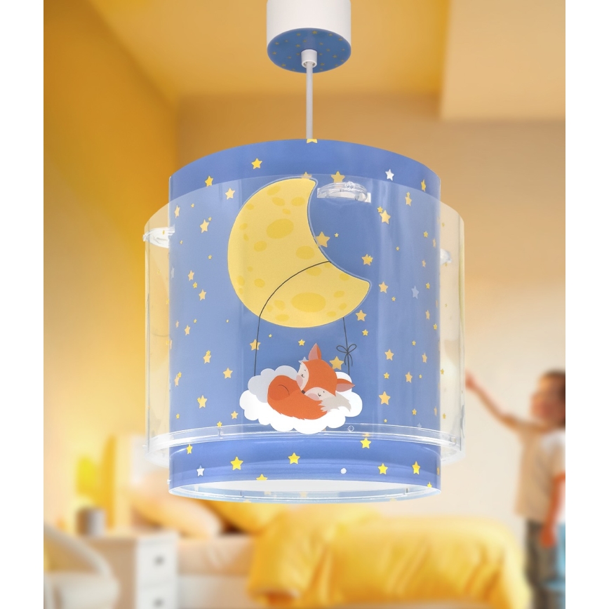Dalber 76632 - Kinder-Pendelleuchte MOON DREAMS 1xE27/15W/230V blau