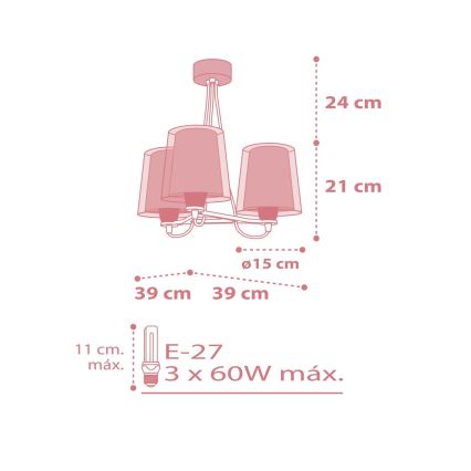 Dalber 81197S - Kinderleuchte LIGHT FEELING 3xE27/60W/230V