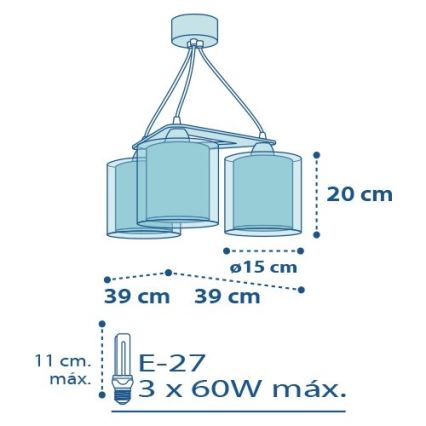 Dalber D-60614 - Kinder Kronleuchter POLICE 3xE27/60W/230V