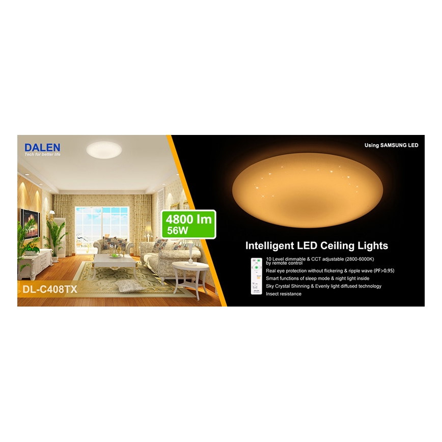 Dalen DL-C408TX - LED-Deckenleuchte dimmbar STAR SKY LED/56W/230V