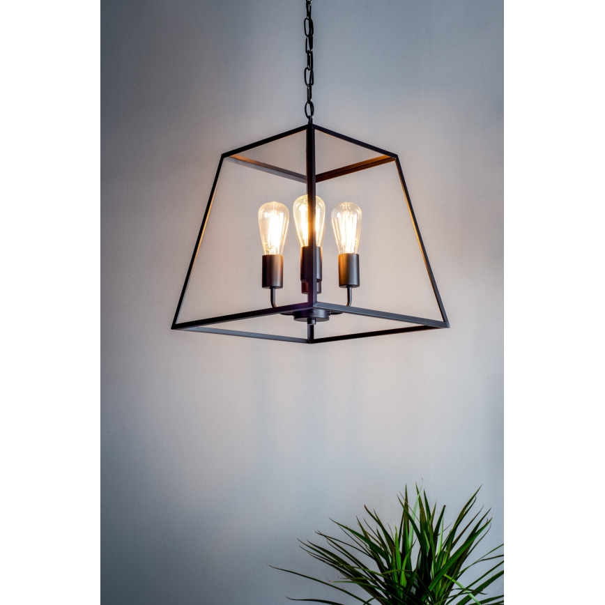 Där Lighting ACA8622 - Kronleuchter mit Kette ACADEMY 4xE27/60W/230V schwarz