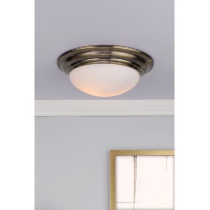 Där Lighting BAR5075 - Badezimmer-Deckenleuchte BARCLAY 1xE27/60W/230V Ø 38 cm Messing