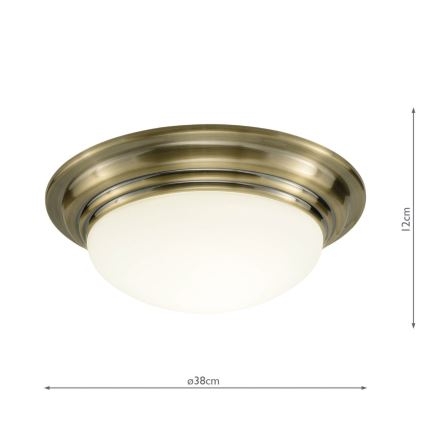 Där Lighting BAR5075 - Badezimmer-Deckenleuchte BARCLAY 1xE27/60W/230V Ø 38 cm Messing