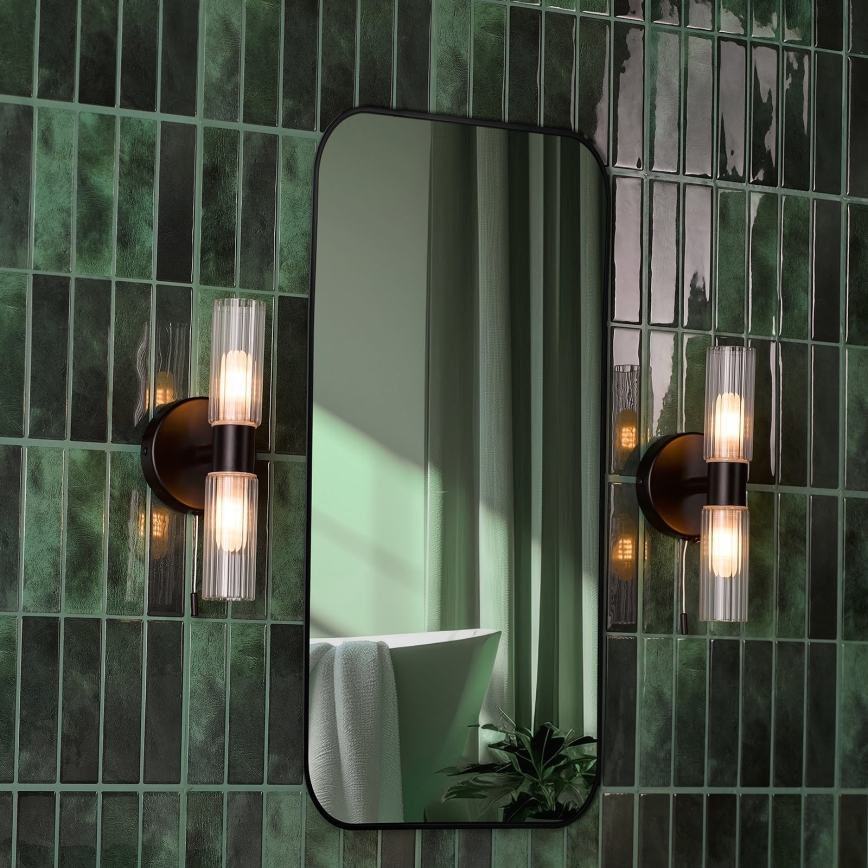 Där Lighting BOL0922 - Badezimmer-Wandleuchte BOLTON 2xG9/5W/230V IP44 schwarz