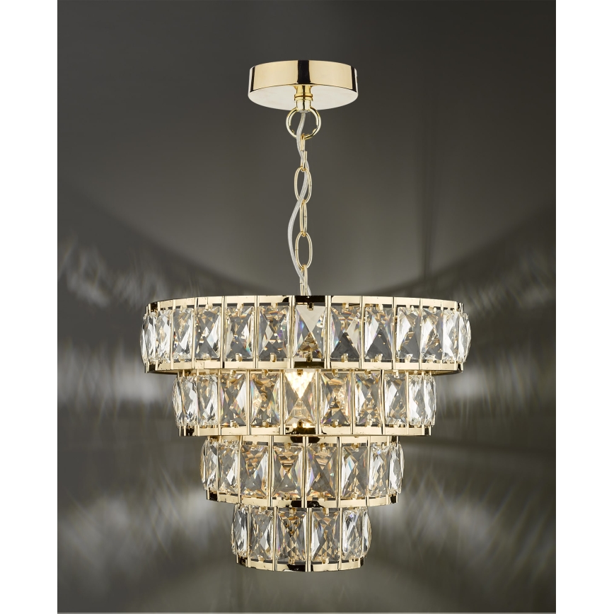 Där Lighting CER0135 - Kronleuchter an Kette CERYS 1xE27/60W/230V goldfarben