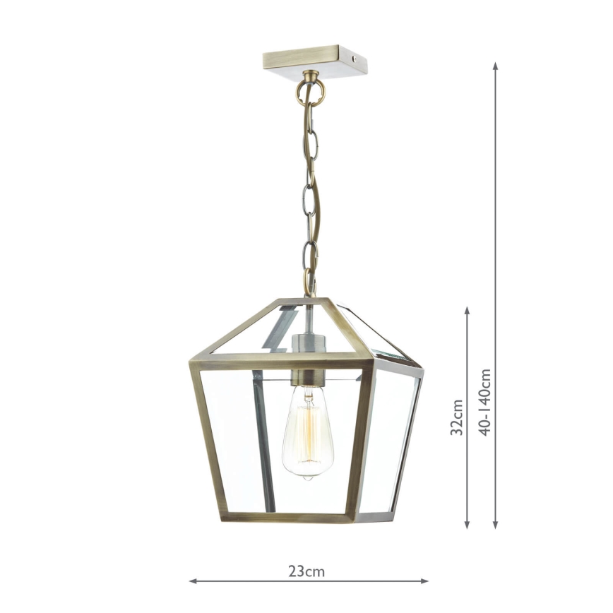 Där Lighting CHU0175 - CHURCHILL Hängeleuchte an Kette 1xE27/60W/230V Messing