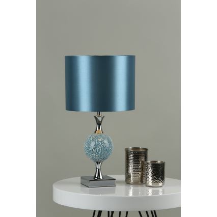 Där Lighting ELS4223 - Tischlampe ELSA, 1x E27/40W/230V, blau / glänzend verchromt