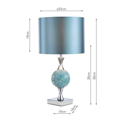 Där Lighting ELS4223 - Tischlampe ELSA, 1x E27/40W/230V, blau / glänzend verchromt
