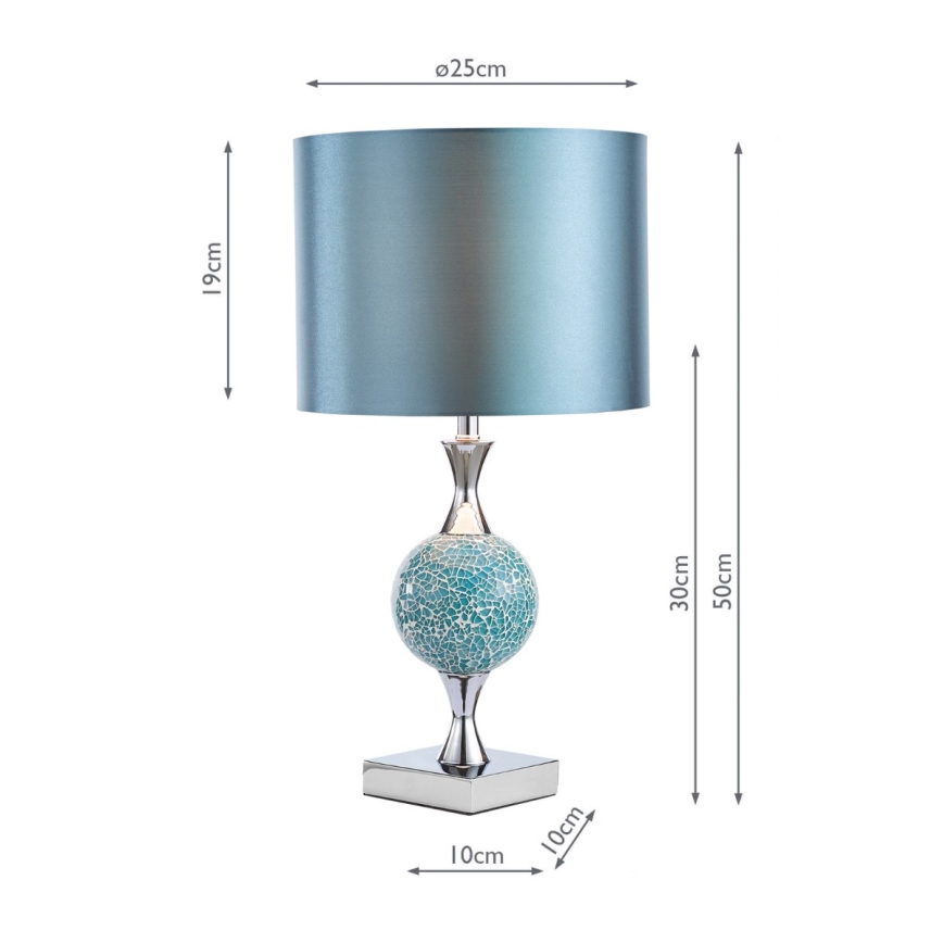 Där Lighting ELS4223 - Tischlampe ELSA, 1x E27/40W/230V, blau / glänzend verchromt