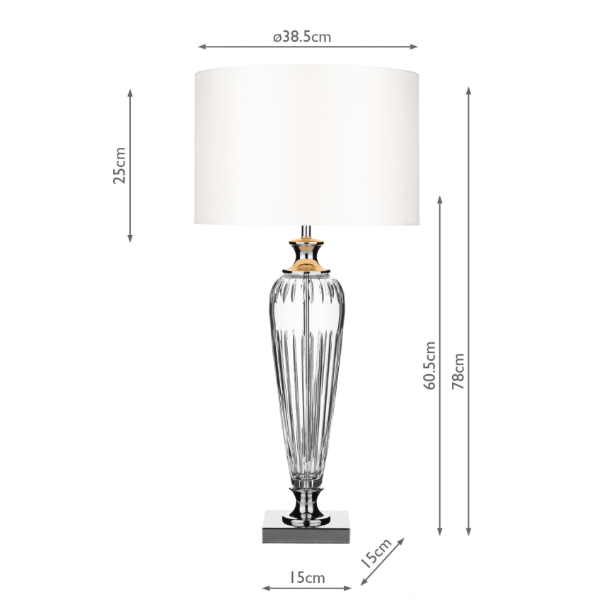 Där Lighting HIN4208 - Tischleuchte HINTON 1xE27/60W/230V weiß/hochglänzender Chrom