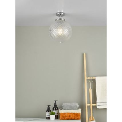 Där Lighting WAY0150 - Badezimmer-Deckenleuchte WAYNE 1xE27/40W/230V IP44 Ø 25 cm glänzender Chrom
