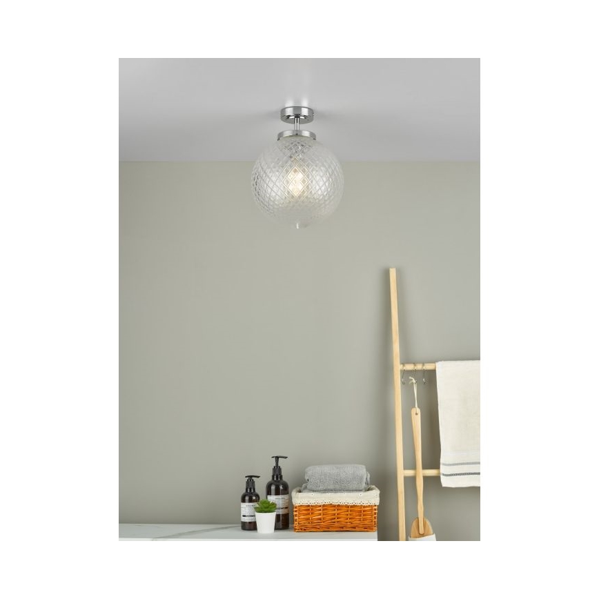 Där Lighting WAY0150 - Badezimmer-Deckenleuchte WAYNE 1xE27/40W/230V IP44 Ø 25 cm glänzender Chrom
