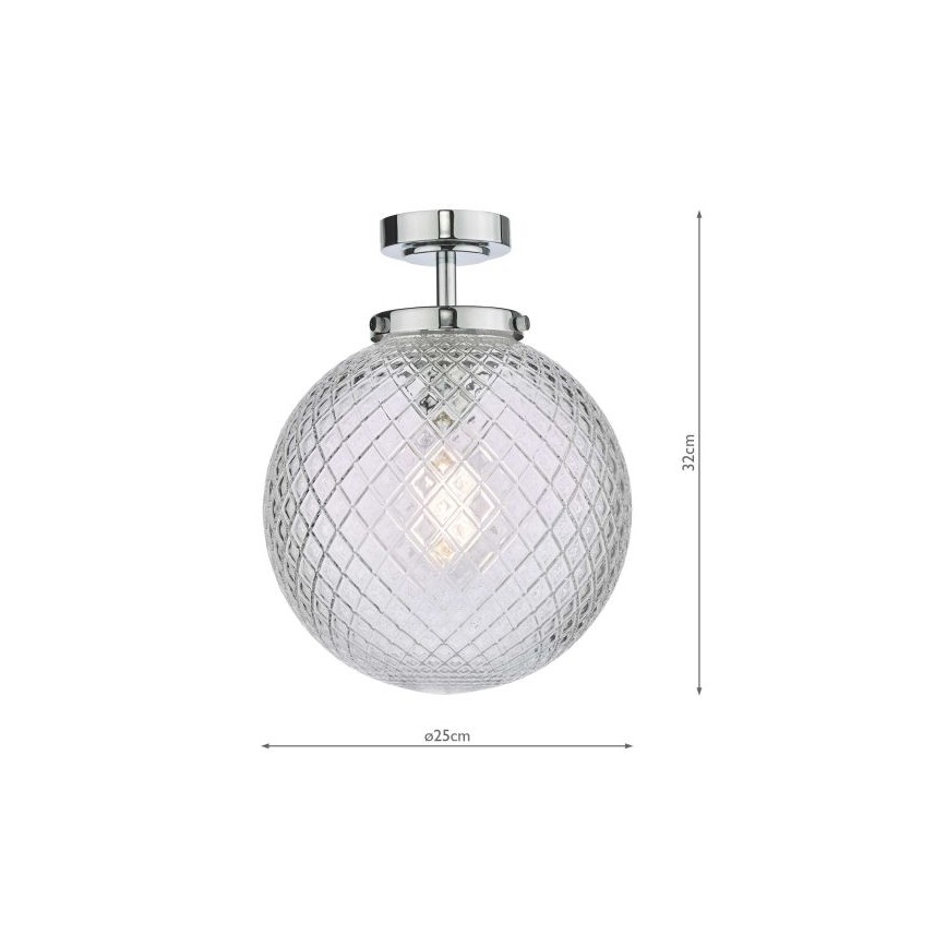 Där Lighting WAY0150 - Badezimmer-Deckenleuchte WAYNE 1xE27/40W/230V IP44 Ø 25 cm glänzender Chrom