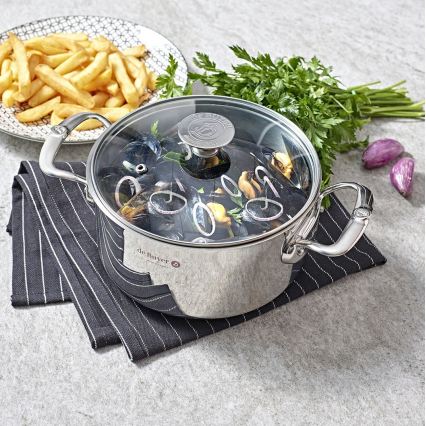 De Buyer 3427.28 - Kochtopf MILADY mit Deckel, 28 cm, Edelstahl