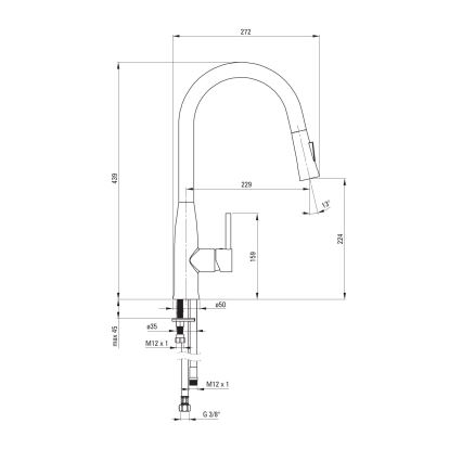 Deante BDH_072M - Wasserhahn/Armatur mit ausziehbarer Sprühvorrichtung LUKRECJA glänzendes Chrom
