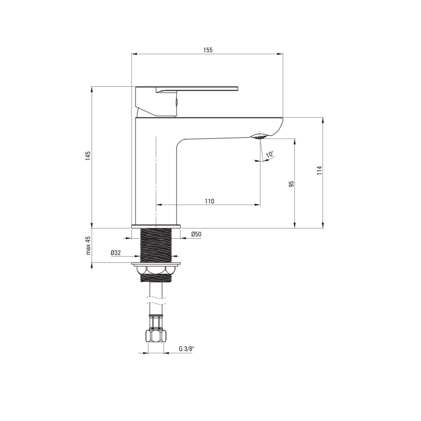 Deante BGA_020M - Waschtischarmatur ALPINIA, Hochglanzchrom