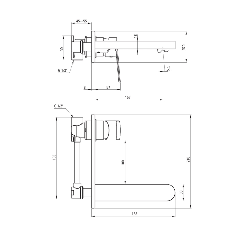 Deante BGA_054L - Unterputz-Waschtischarmatur ALPINIA, Hochglanz-Chrom