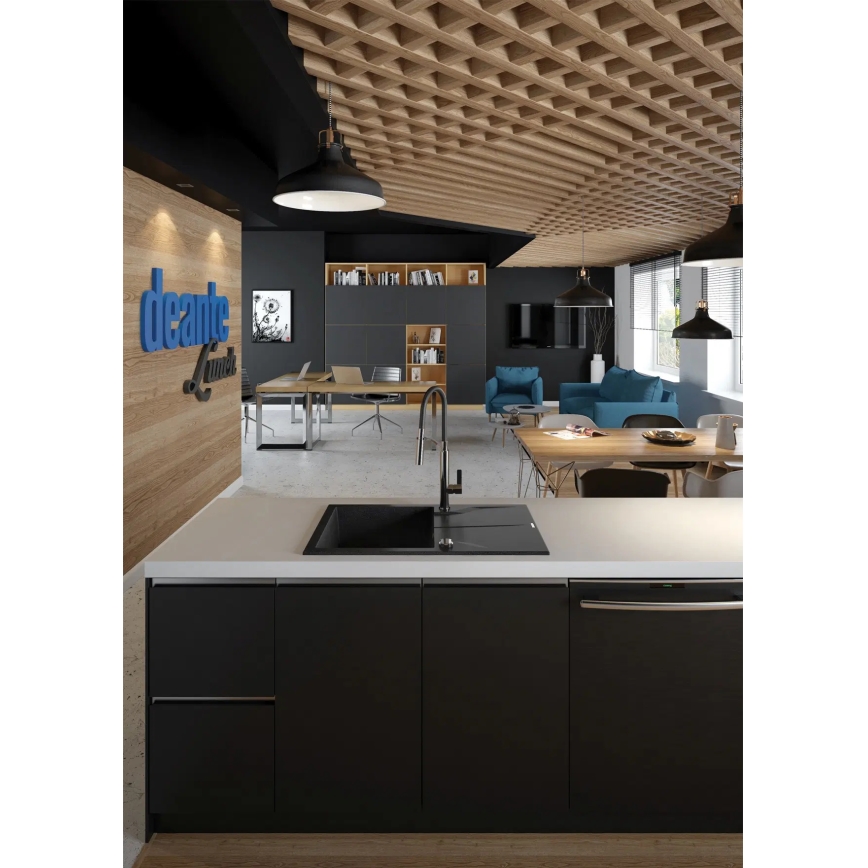 Deante BGB_B720 - Spültischarmatur mit flexiblem Auslauf GERBERA schwarz/chrom