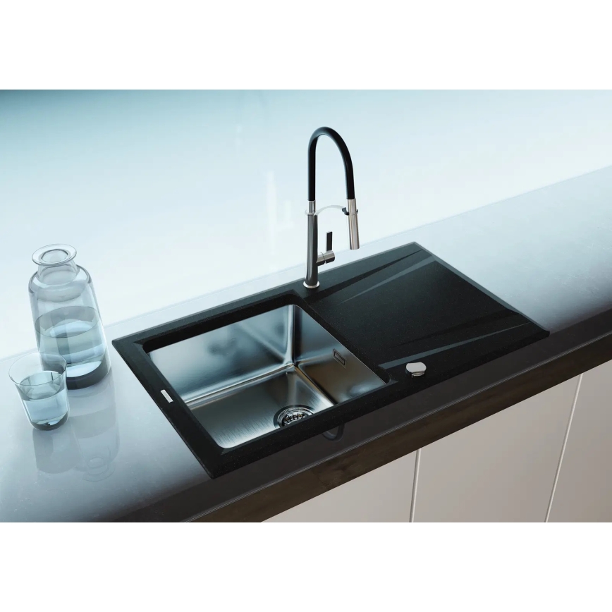 Deante BGB_B720 - Wasserhahn/Armatur mit flexiblem Arm GERBERA schwarz/Chrom