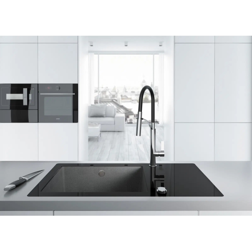 Deante BGB_B720 - Wasserhahn/Armatur mit flexiblem Arm GERBERA schwarz/Chrom