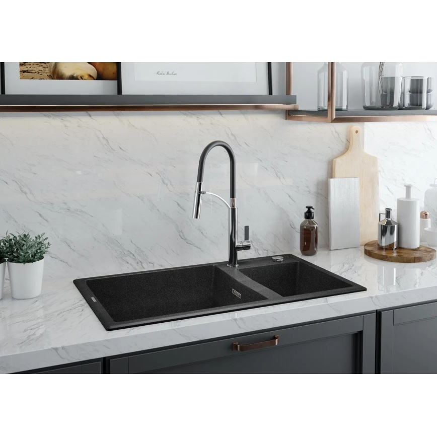 Deante BGB_B720 - Wasserhahn/Armatur mit flexiblem Arm GERBERA schwarz/Chrom