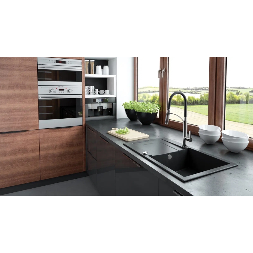 Deante BGB_B720 - Wasserhahn/Armatur mit flexiblem Arm GERBERA schwarz/Chrom