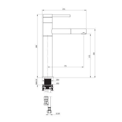 Deante BGE_D22K - Waschtischarmatur mit ausziehbarem Brausekopf ORA 30,9 cm Titan