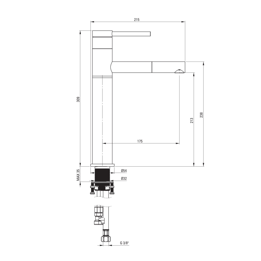 Deante BGE_D22K - Waschtischarmatur mit ausziehbarem Brausekopf ORA 30,9 cm Titan