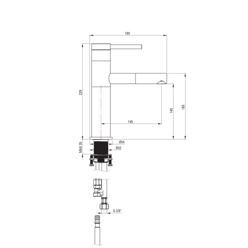 Deante BGE_D22M - Waschtischarmatur ORA mit herausziehbarer Brause, 22,9 cm, Titan