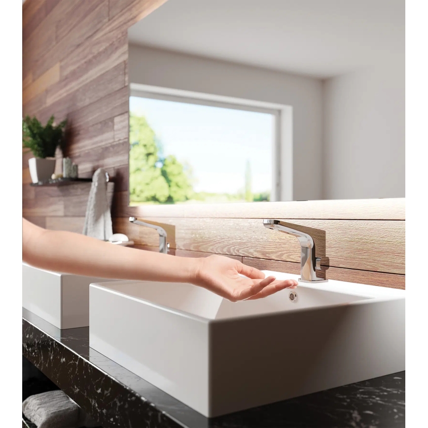 Deante BQH_029V - Berührungslose Waschbeckenarmatur mit Temperaturregelung HIACYNT 230/6V glänzendes Chrom