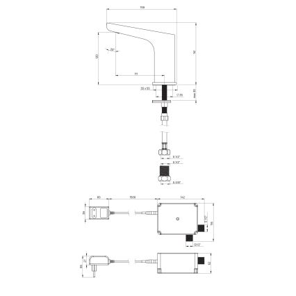 Deante BQH_N28V - Berührungslose Waschbeckenarmatur HIACYNT 230/6V schwarz