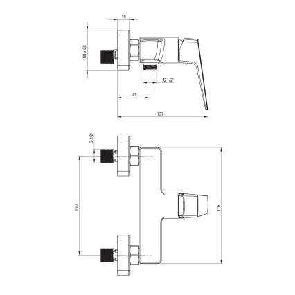 Deante BQL_040M - Duscharmatur BLUR, Hochglanz-Chrom