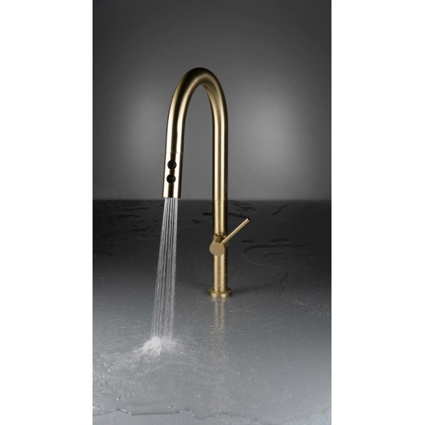 Deante BQO_R72M - Wasserhahn/Armatur mit ausziehbarer Sprühvorrichtung OLFATO gebürstet golden