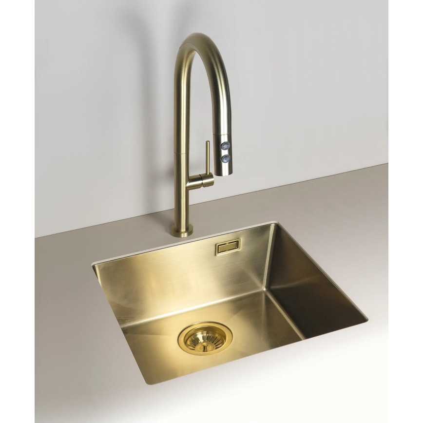 Deante BQO_R72M - Wasserhahn/Armatur mit ausziehbarer Sprühvorrichtung OLFATO gebürstet golden