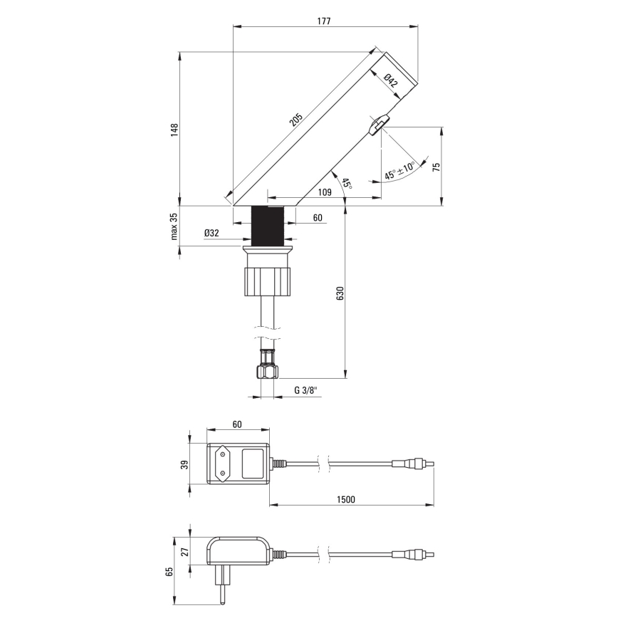 Deante BQR_P28V - Berührungslose Waschbeckenarmatur SENSE 230/6V polierter Stahl