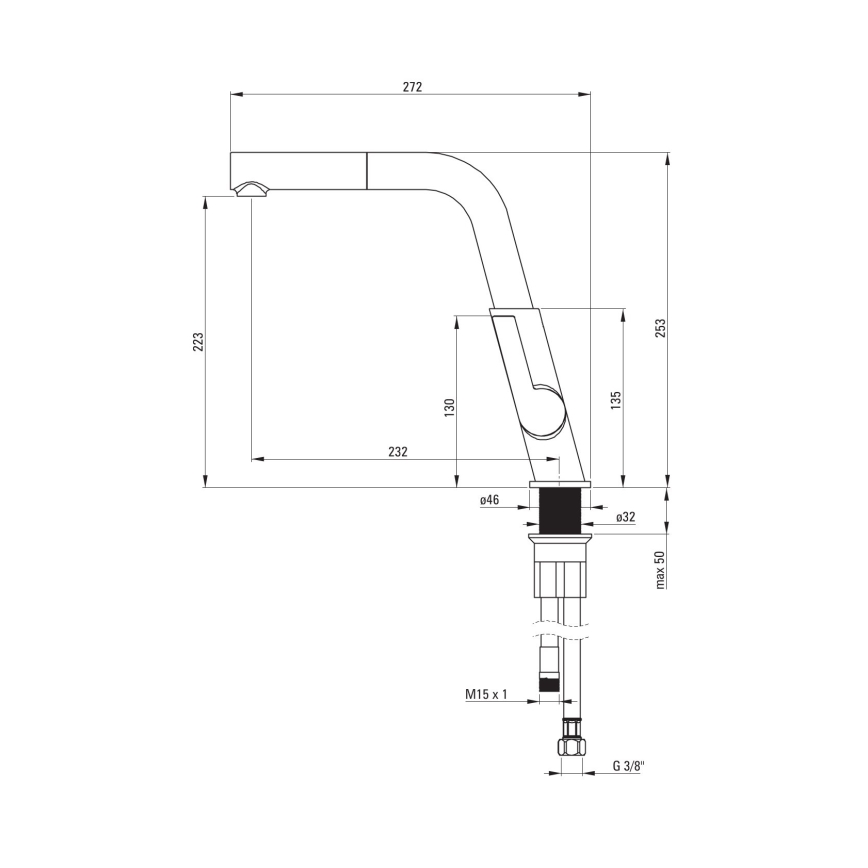 Deante BQS_D73M - Küchenarmatur SILIA mit ausziehbarer Spülbrause in Titanoptik