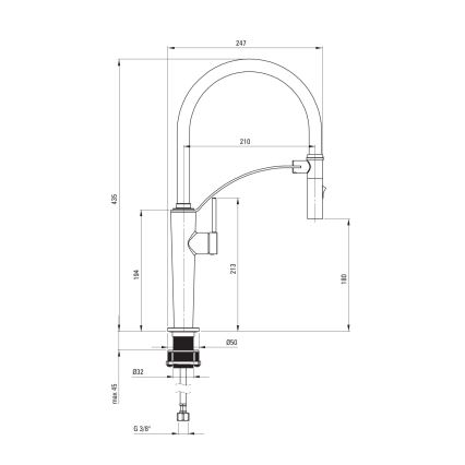 Deante BRC_072M - Wasserhahn/Armatur mit flexiblem Arm CORDA glänzendes Chrom