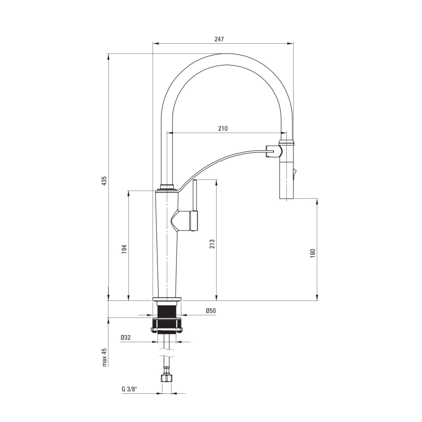 Deante BRC_072M - Wasserhahn/Armatur mit flexiblem Arm CORDA glänzendes Chrom