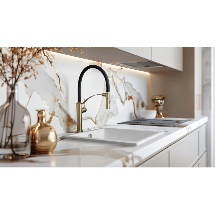 Deante BRC_R72M - Wasserhahn/Armatur mit flexiblem Arm CORDA gebürstet golden
