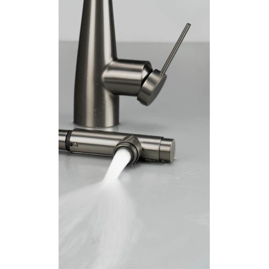 Deante BRE_D75M - Wasserhahn/Armatur mit ausziehbarer Sprühvorrichtung ERIDAN Titanium