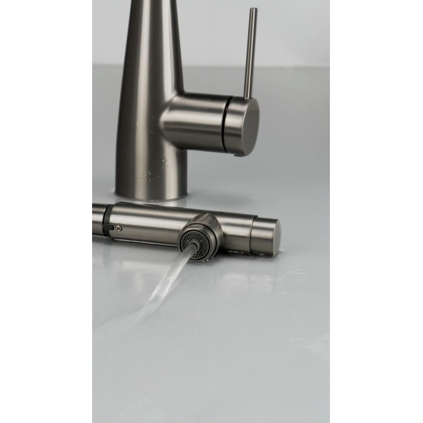 Deante BRE_D75M - Wasserhahn/Armatur mit ausziehbarer Sprühvorrichtung ERIDAN Titanium