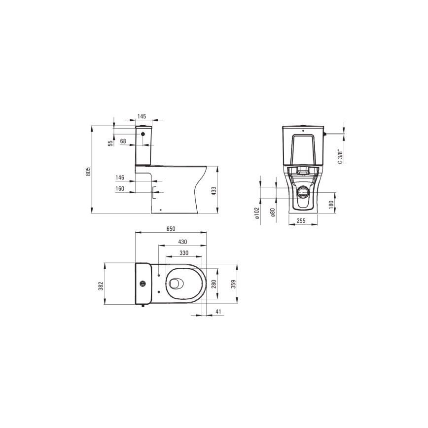 Deante CDJD6RPS - Stand-WC mit WC-Sitz JASMIN, Keramik/Weiß