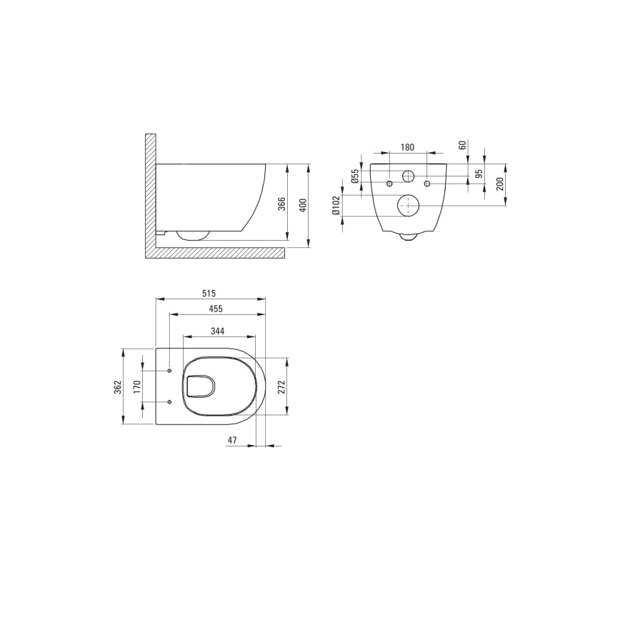Deante CGRD6ZPW - Wandhängendes WC mit SoftClose-Sitz ROUND Keramik/Weiß