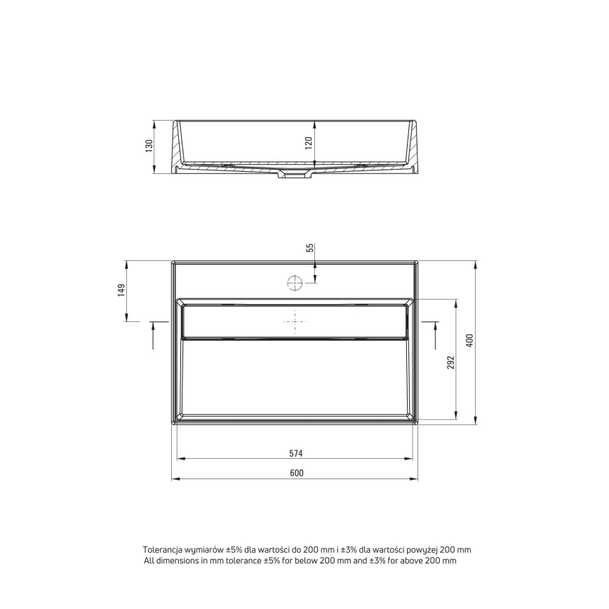 Deante CQR_SU6M - Aufsatzwaschbecken CORREO 40x60cm Granit/metallic-grau