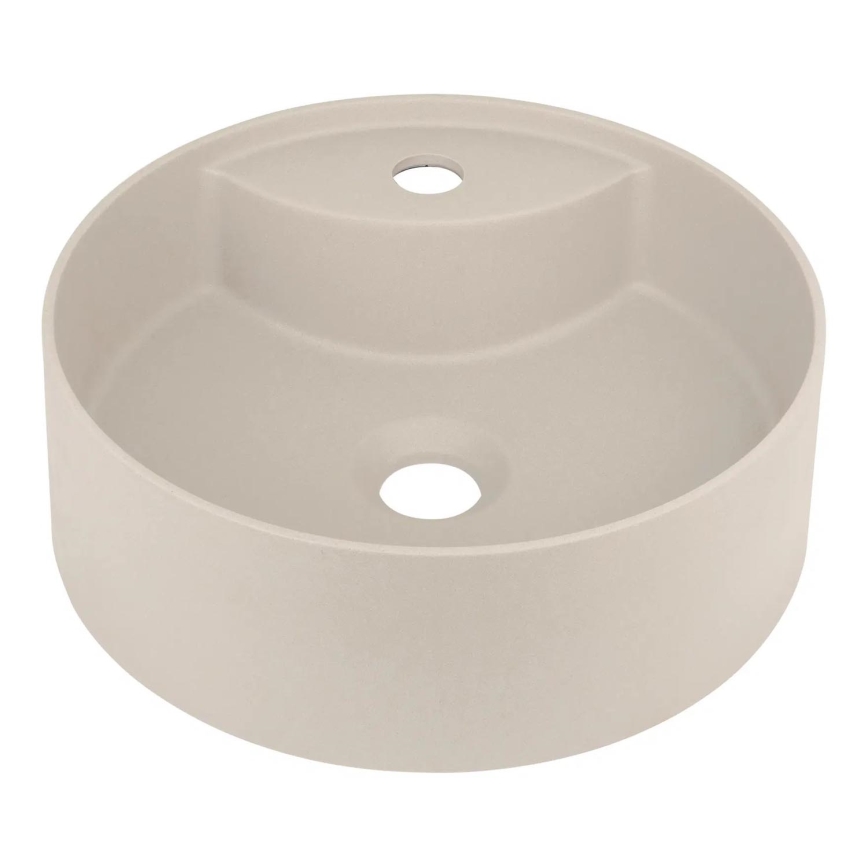 Deante CQS_5U4B - Aufsatzwaschbecken mit Hahnloch SILIA d 36 cm Granit/beige