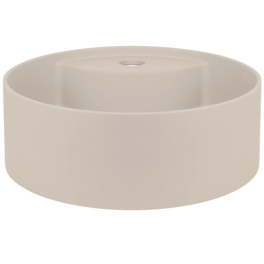 Deante CQS_5U4B - Aufsatzwaschbecken mit Hahnloch SILIA d 36 cm Granit/beige