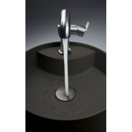 Deante CQS_NU4B - Aufsatzwaschbecken mit Hahnloch SILIA Ø 36 cm Granit/Schwarz