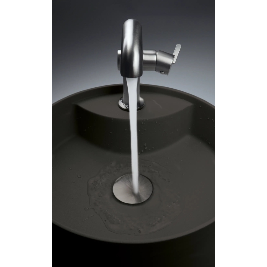 Deante CQS_NU4B - Aufsatzwaschbecken mit Hahnloch SILIA Ø 36 cm Granit/Schwarz