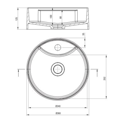 Deante CQS_NU4B - Aufsatzwaschbecken mit Hahnloch SILIA Ø 36 cm Granit/Schwarz