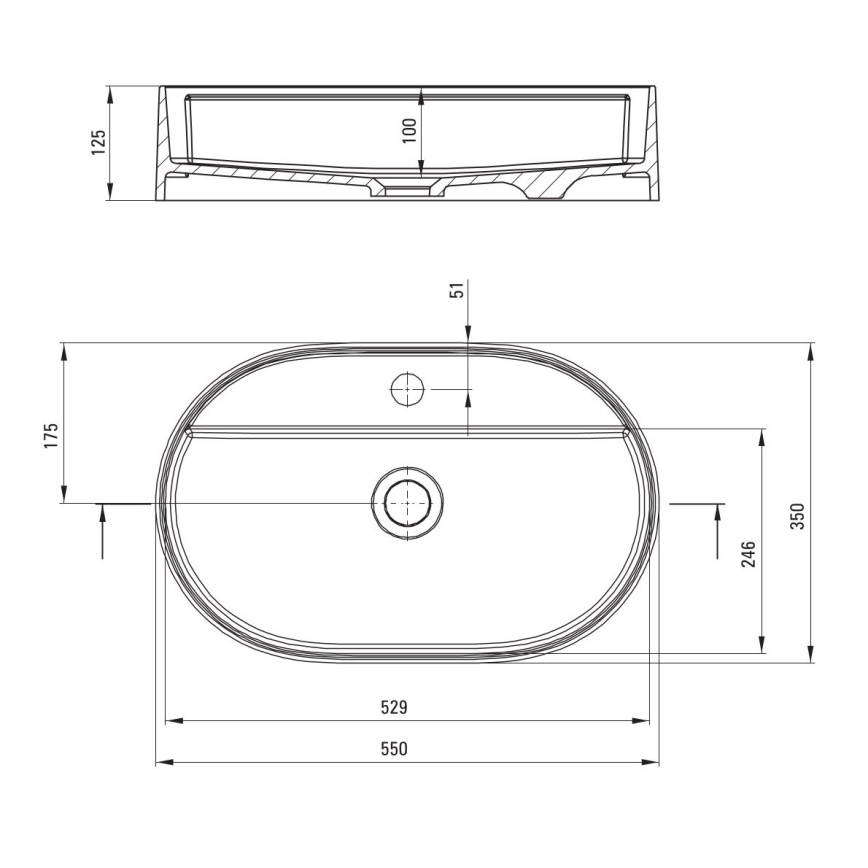 Deante CQS_NU6B - Aufsatzwaschbecken mit Einlochbohrung für Armatur SILIA 35x55 cm Granit/schwarz